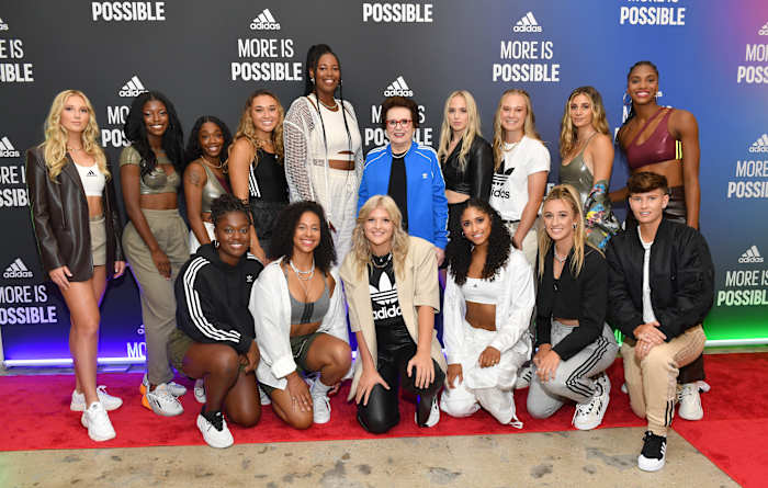Billie Jean King with Adidas NIL athletes.